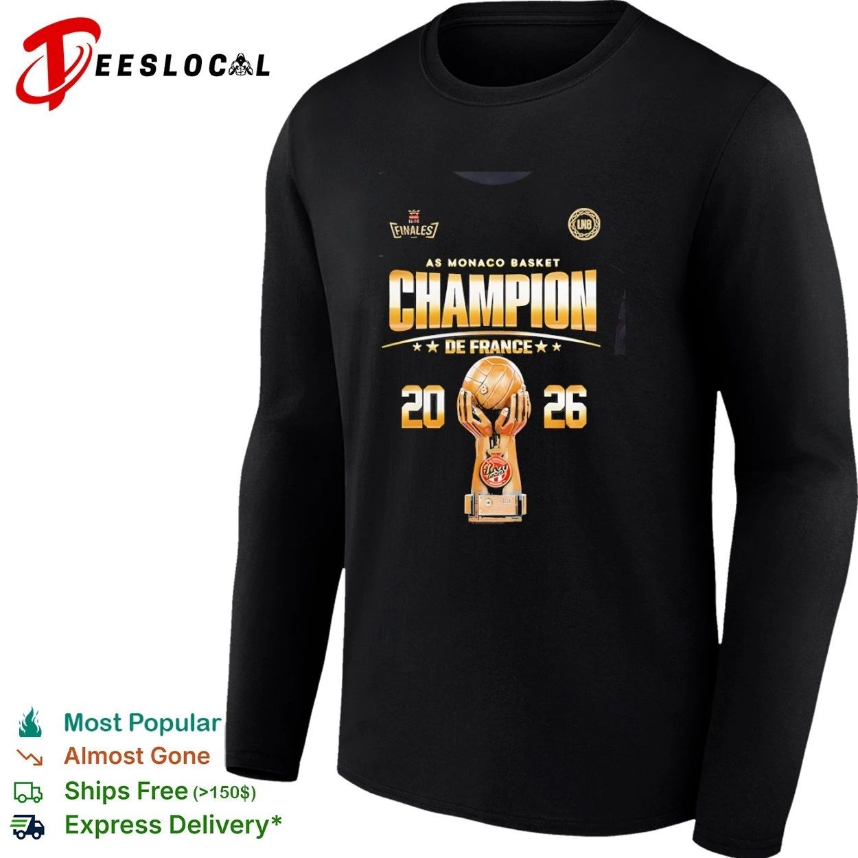 AS Monaco Basket Champion de France 2026 AS Monaco Basket French League Champions T-shirt