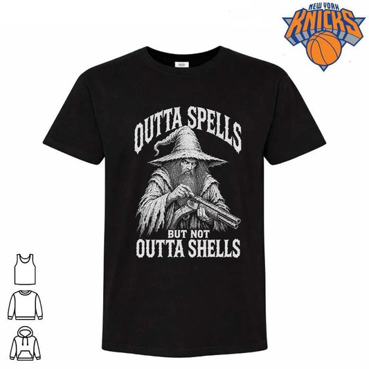 Outta Spells But Not Outta Shells Badass Wizard Shotgun Meme Shirt