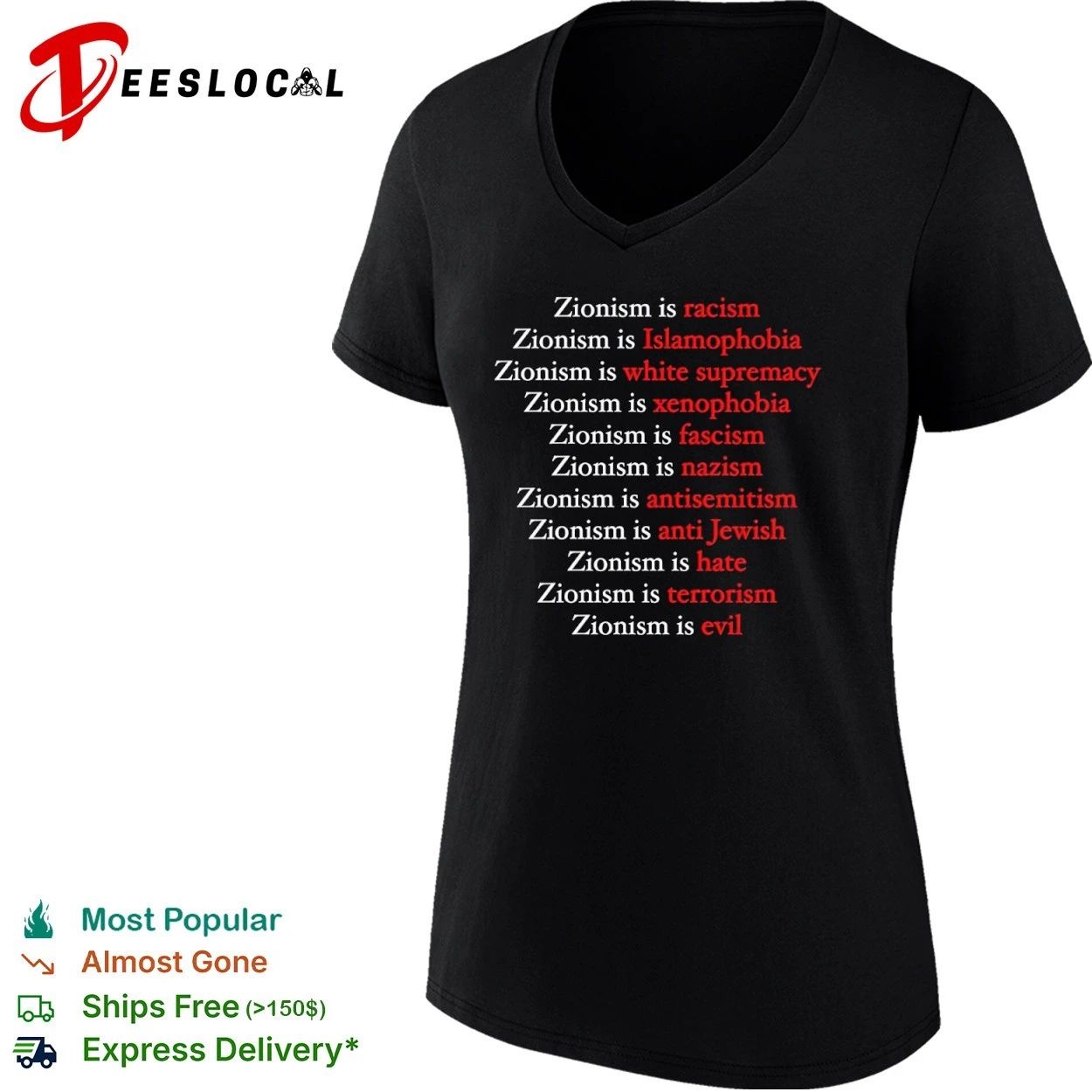Zionism Is Racism Islamophobia White Supremacy Xenophobia Fascism Nazism Antisemitism Hate Evil T-shirt