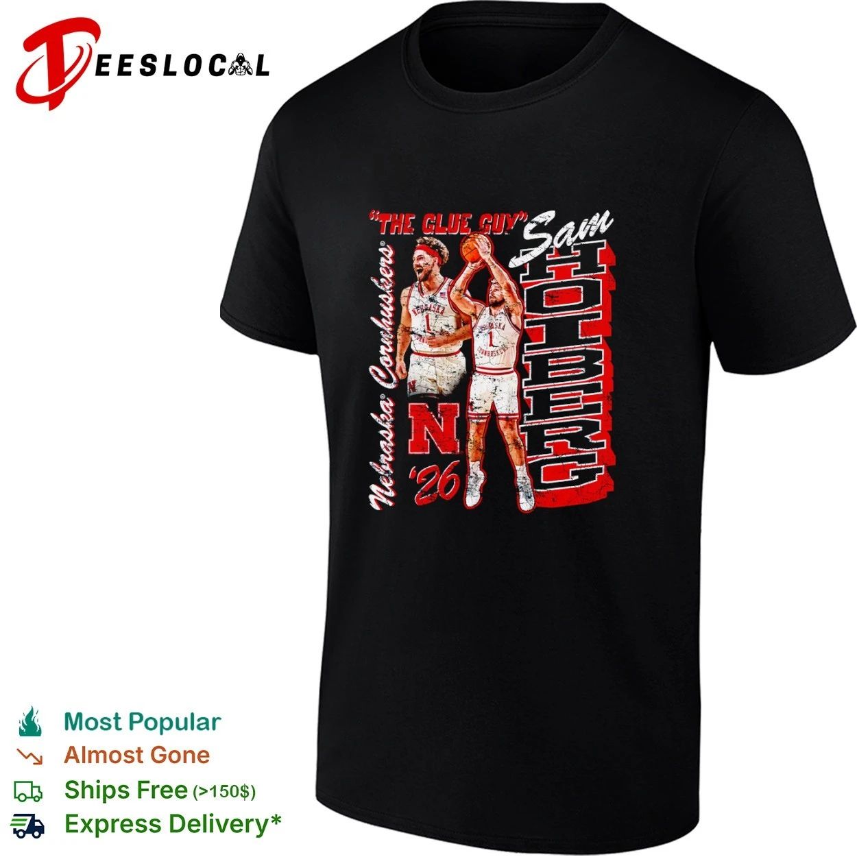Sam Hoiberg The Glue Guy Nebraska Cornhuskers 26 T-shirt