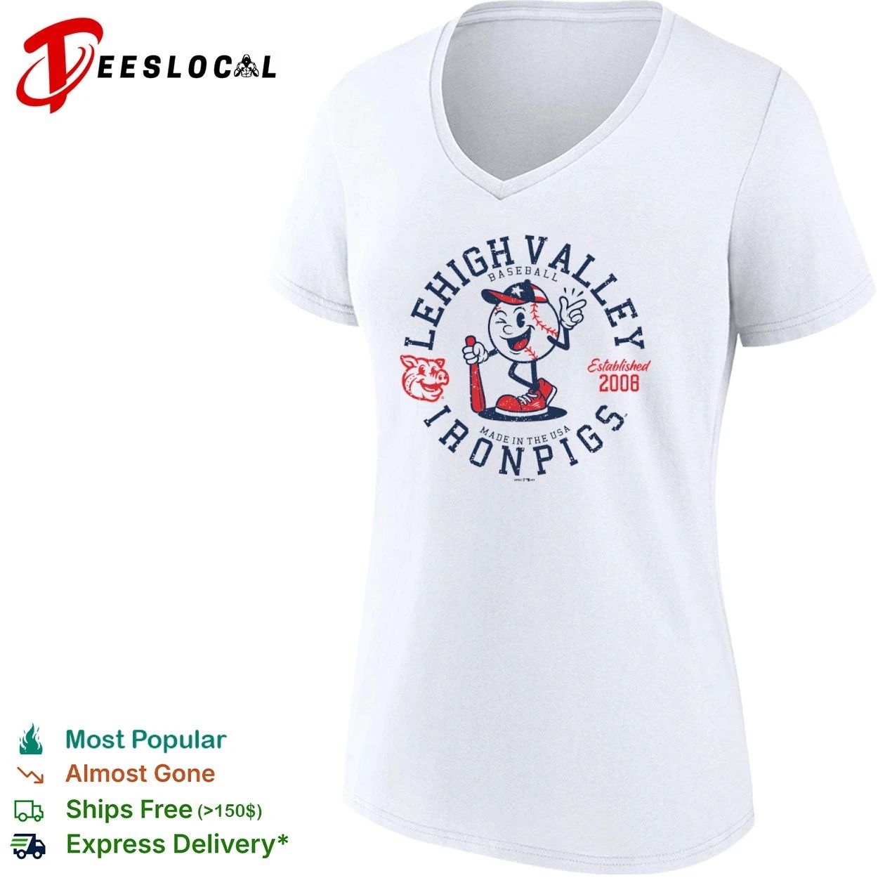 Lehigh Valley IronPigs Baseball All American Ball Est 2008 T-shirt