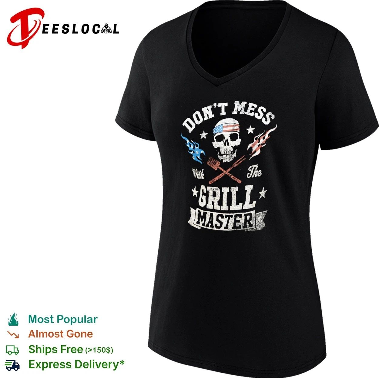 Don’t Mess with the Grill Master Skull American Flag T-shirt