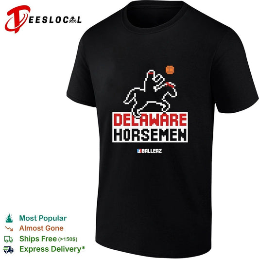 Delaware Horsemen Ballerz basketball pixel art T-shirt