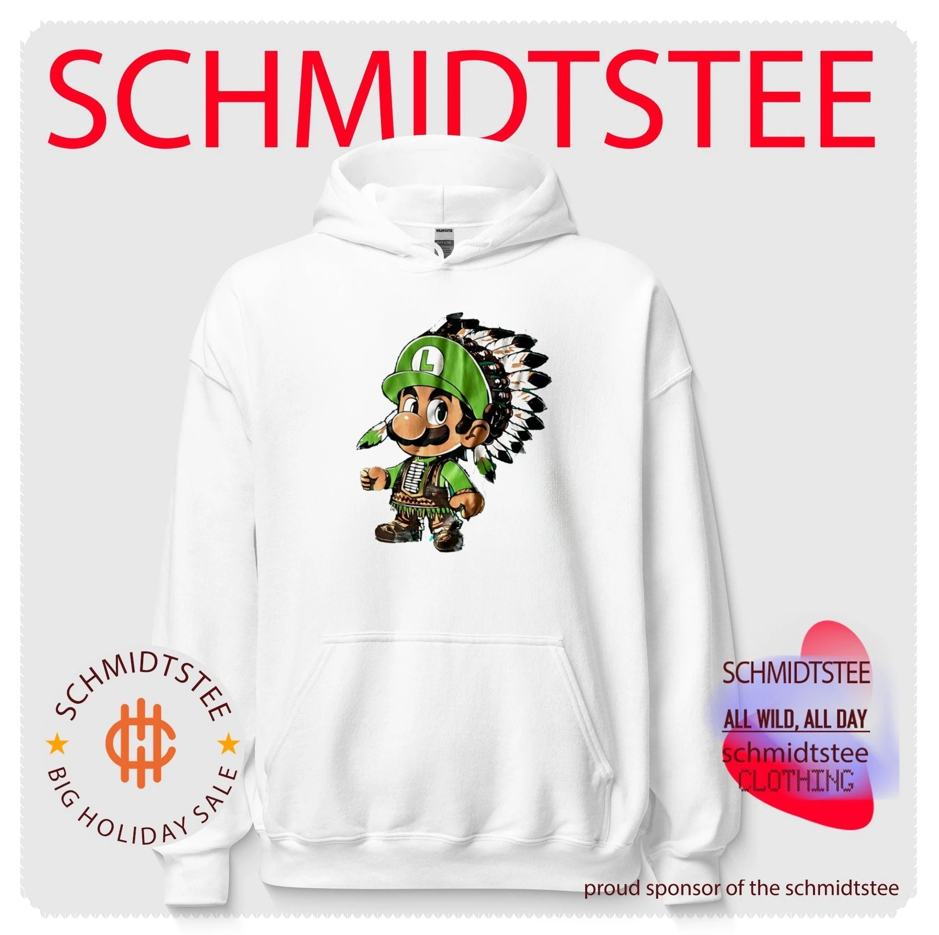 Luigi Native American Headdress Cartoon shirt