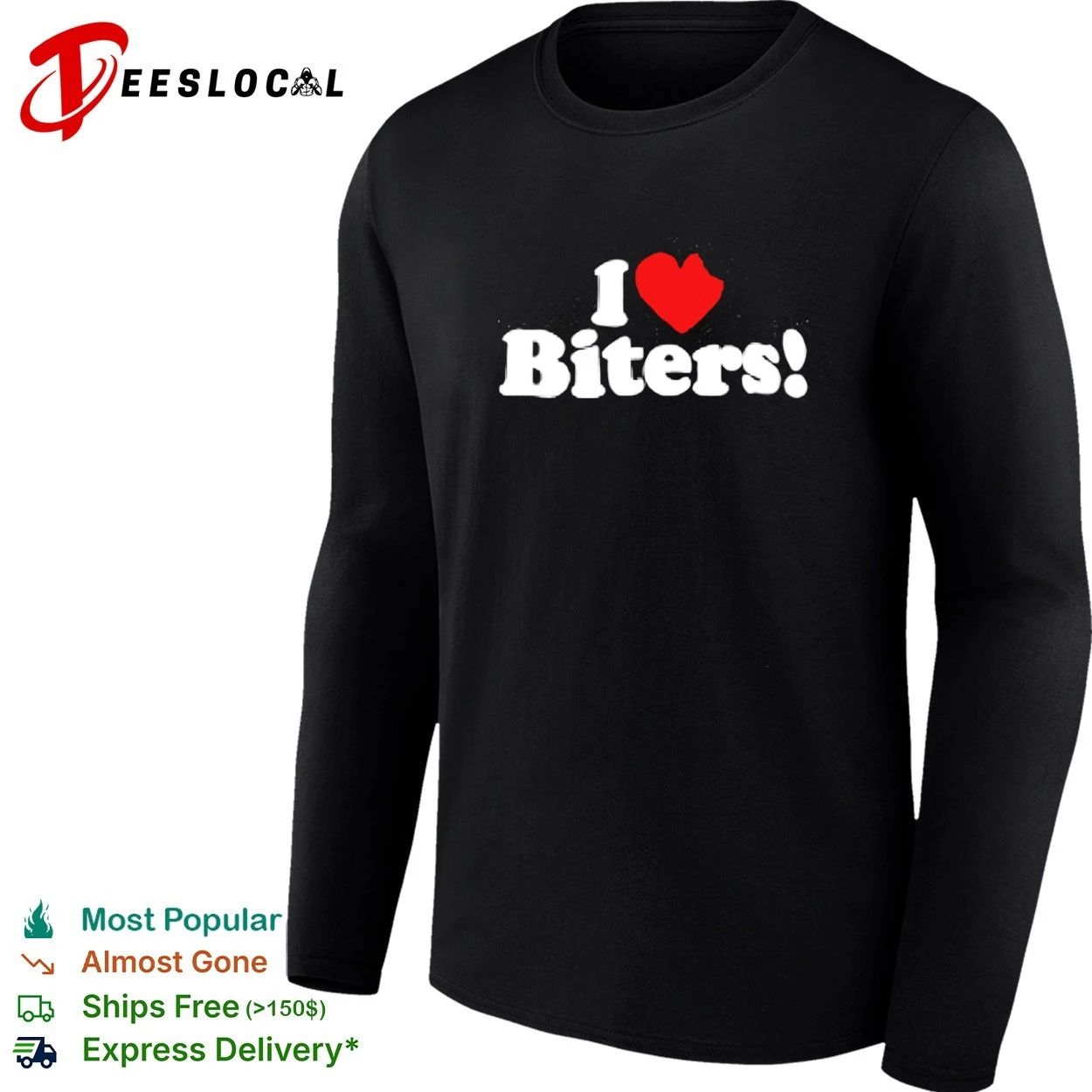 I Love Biters biting funny humor slogan T-shirt