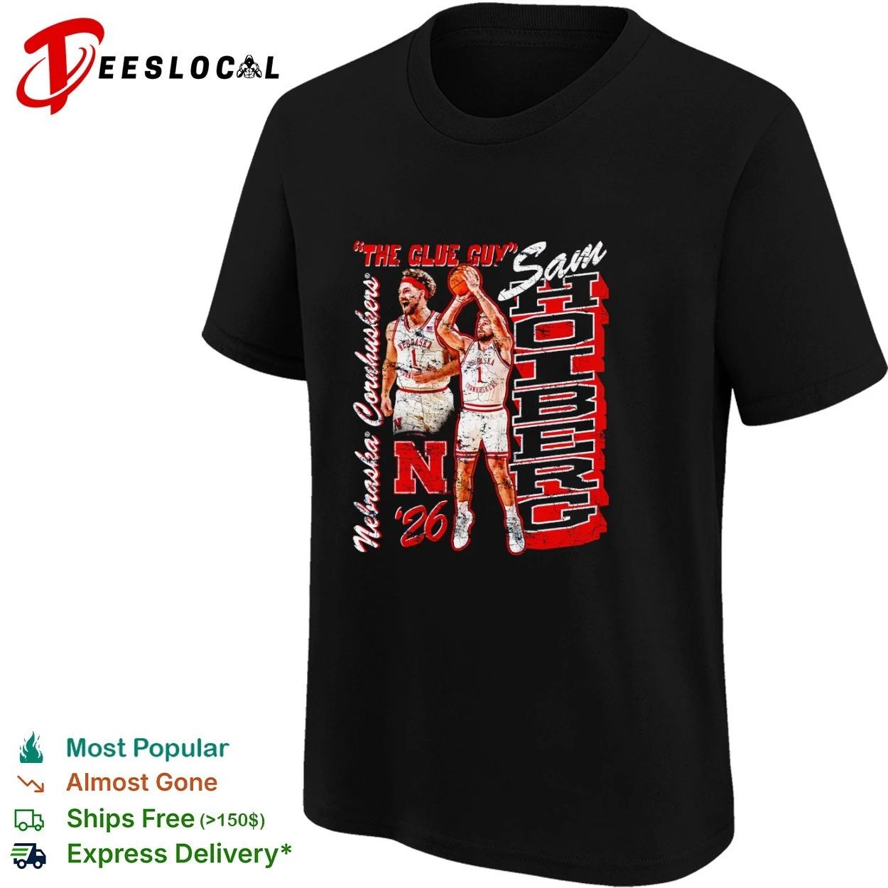 Sam Hoiberg The Glue Guy Nebraska Cornhuskers 26 T-shirt