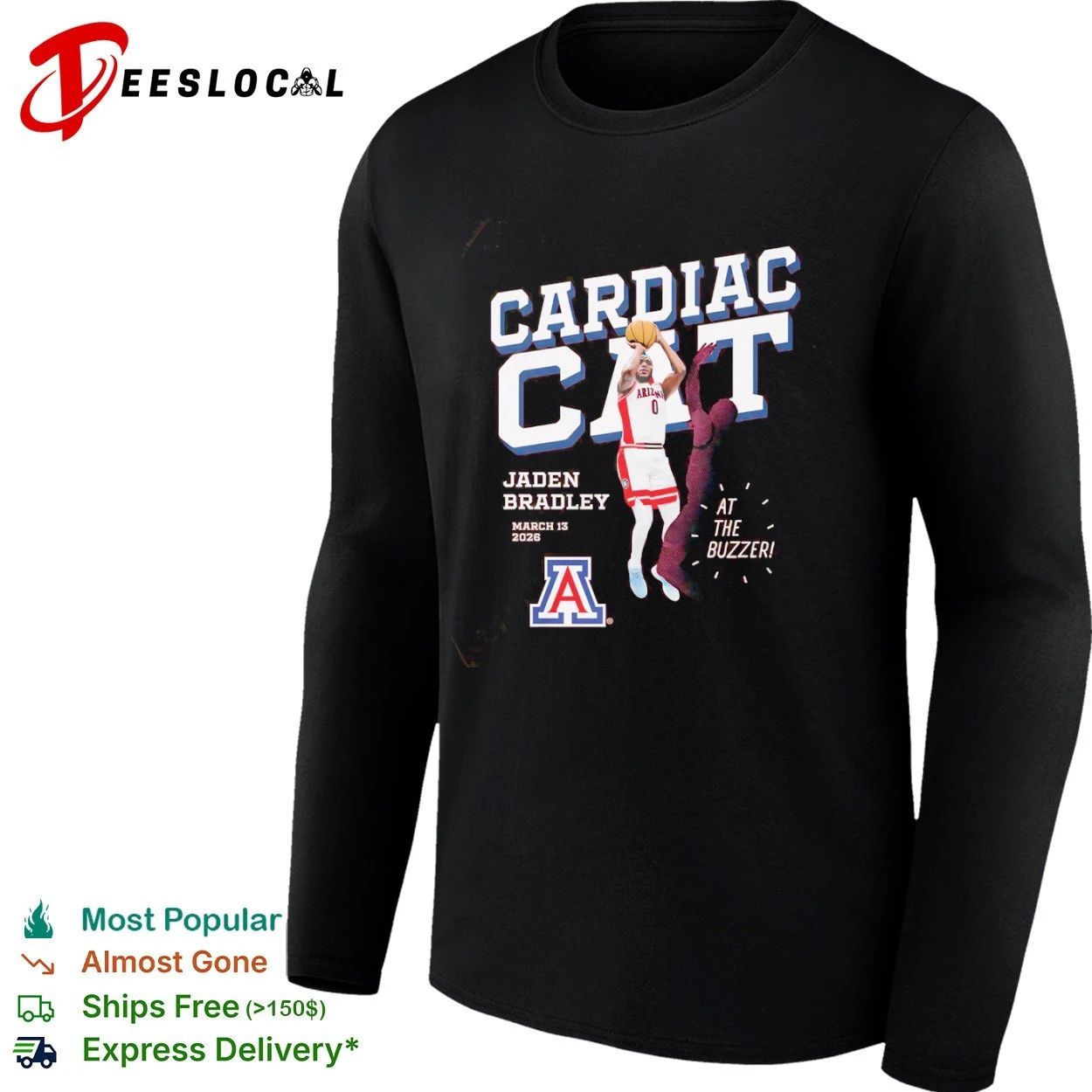 Jaden Bradley Arizona Wildcats Cardiac Cat at the Buzzer March 13 2026 T-shirt