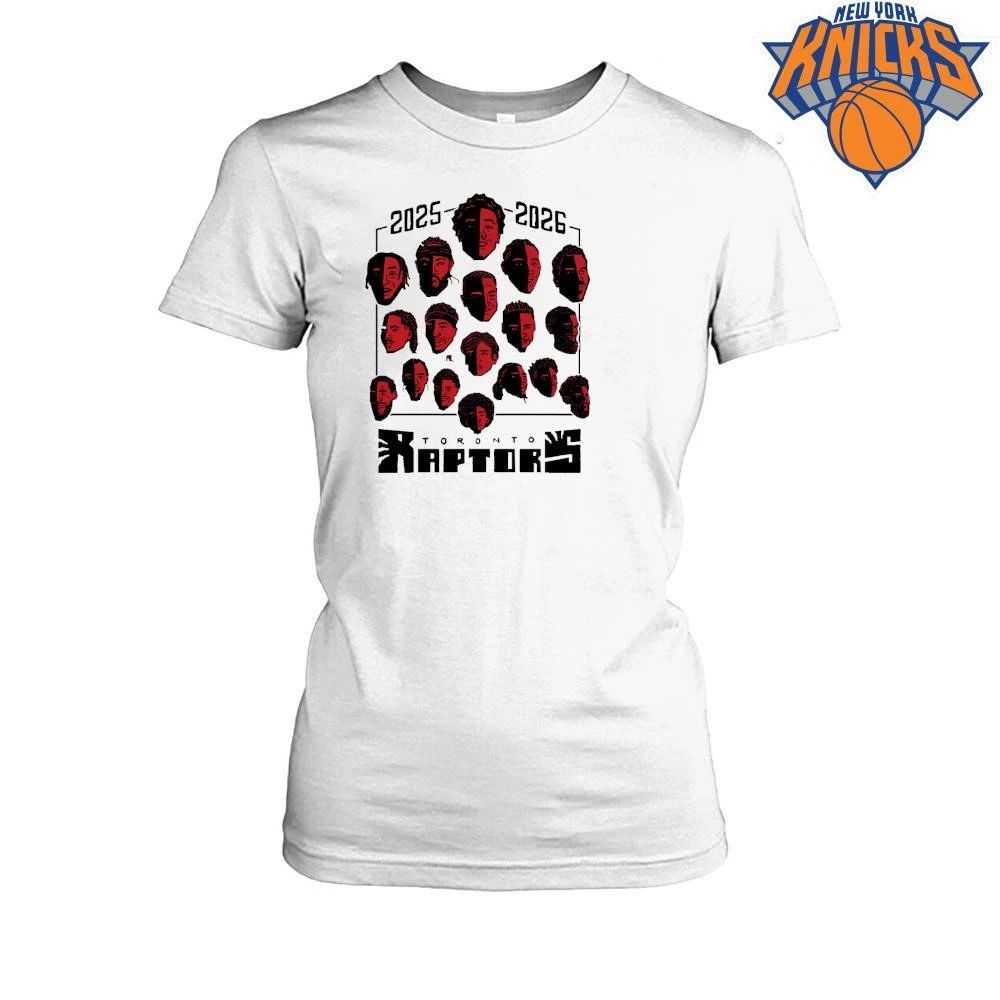 Toronto Raptors Full Team Roster Caricature Art Shadow Face Red Graphic shirt