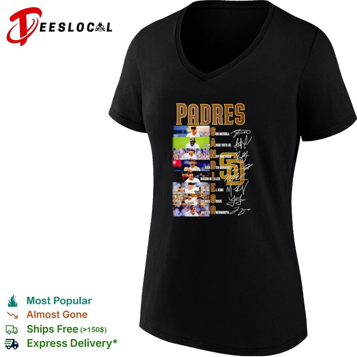 San Diego Padres Players Signatures Roster T-shirt