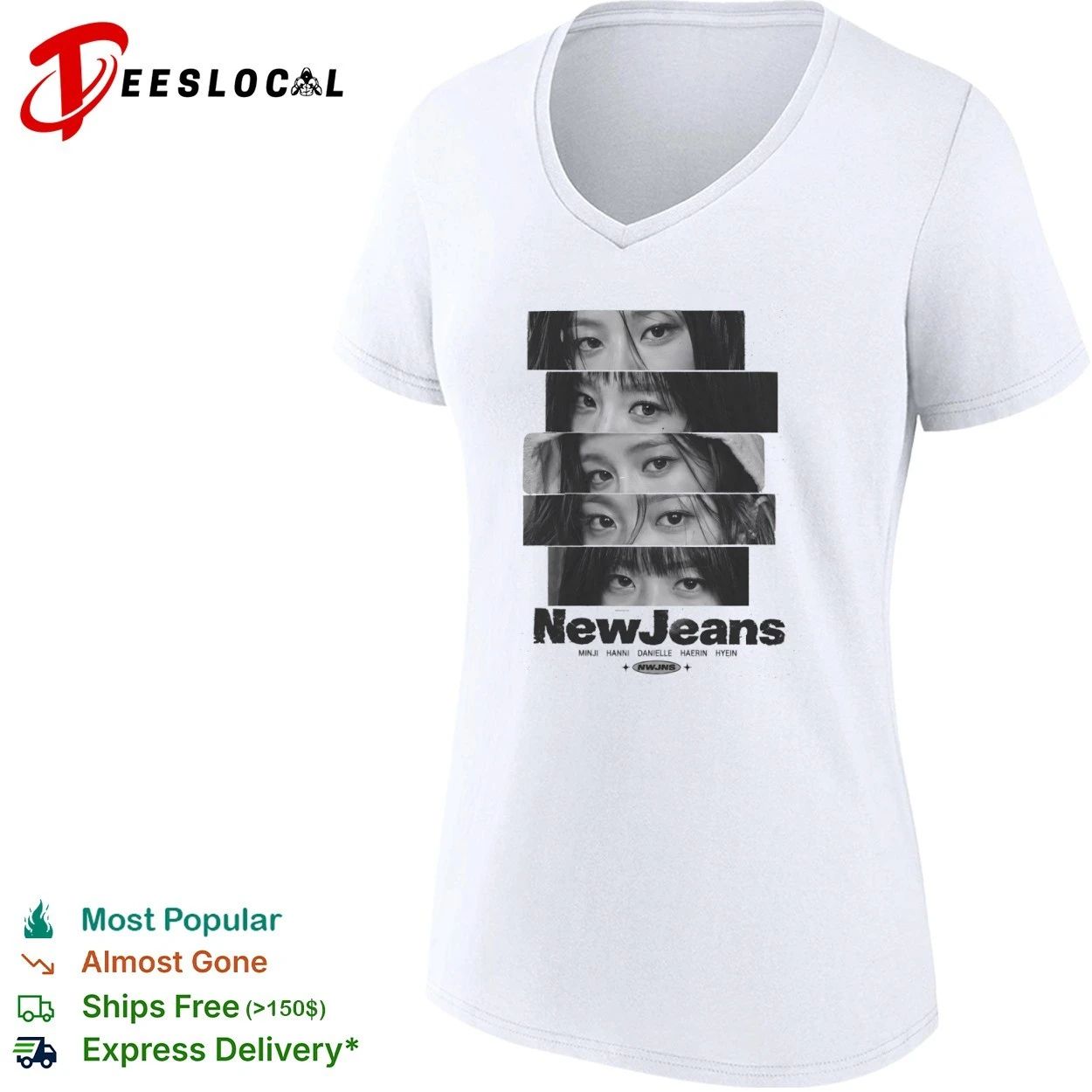 NewJeans Minji Hanni Danielle Haerin Hyein Vintage Eyes Collage Y2K K Pop T-shirt