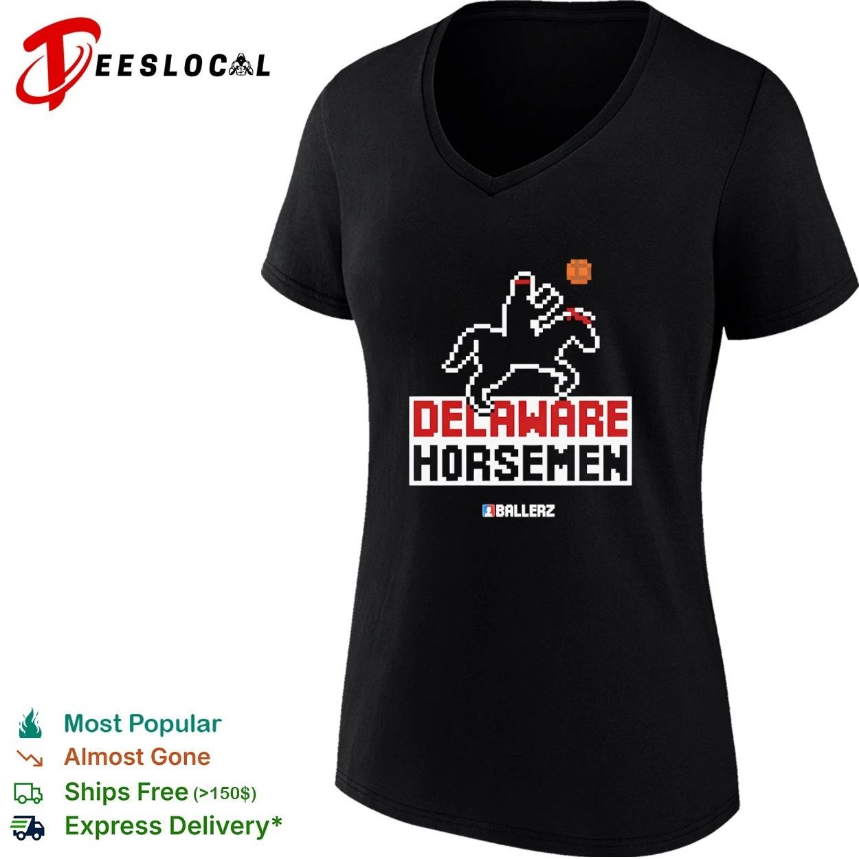Delaware Horsemen Ballerz basketball pixel art T-shirt