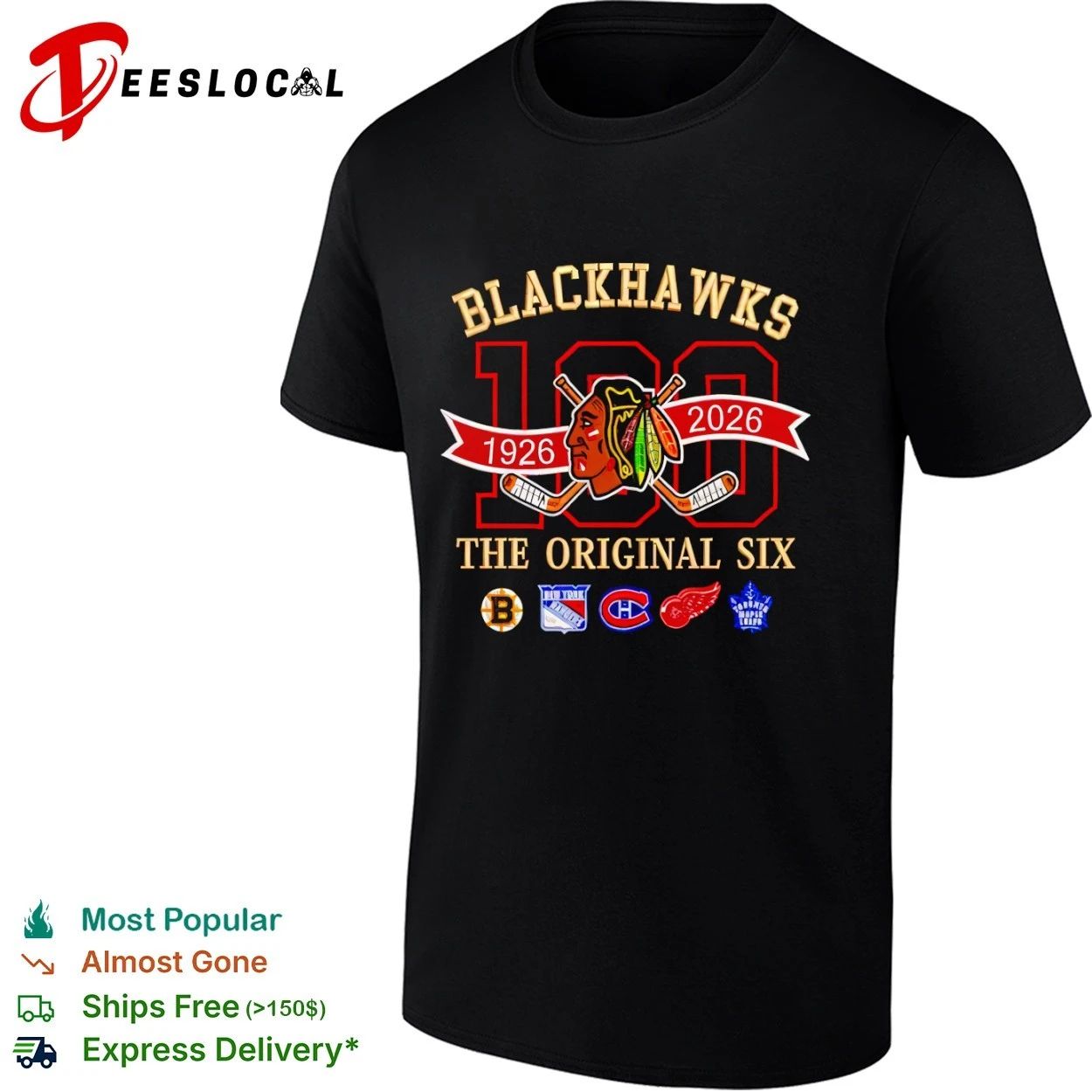 Blackhawks 100 1926 2026 The Original Six T-shirt