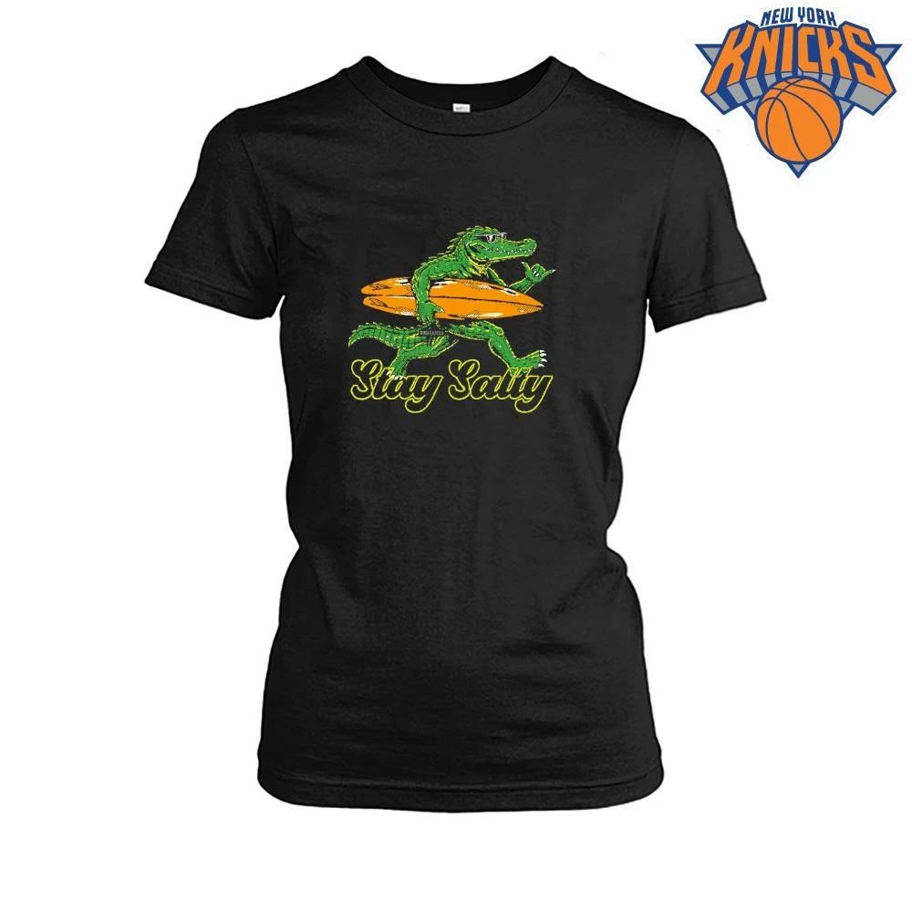 Stay Salty Retro Cartoon Crocodile Surfing With Surfboard Shirt