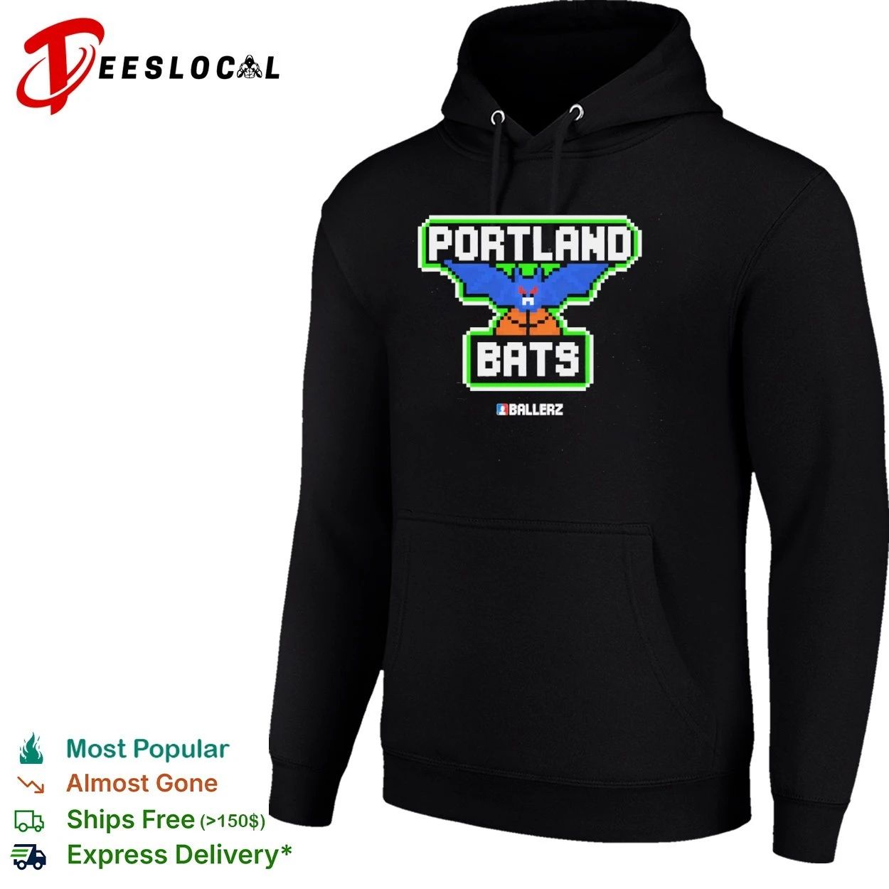 Portland Bats Ballerz Basketball Pixel Art T-shirt