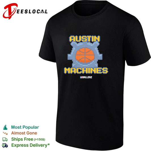 Austin Machines Ballerz basketball pixel art T-shirt