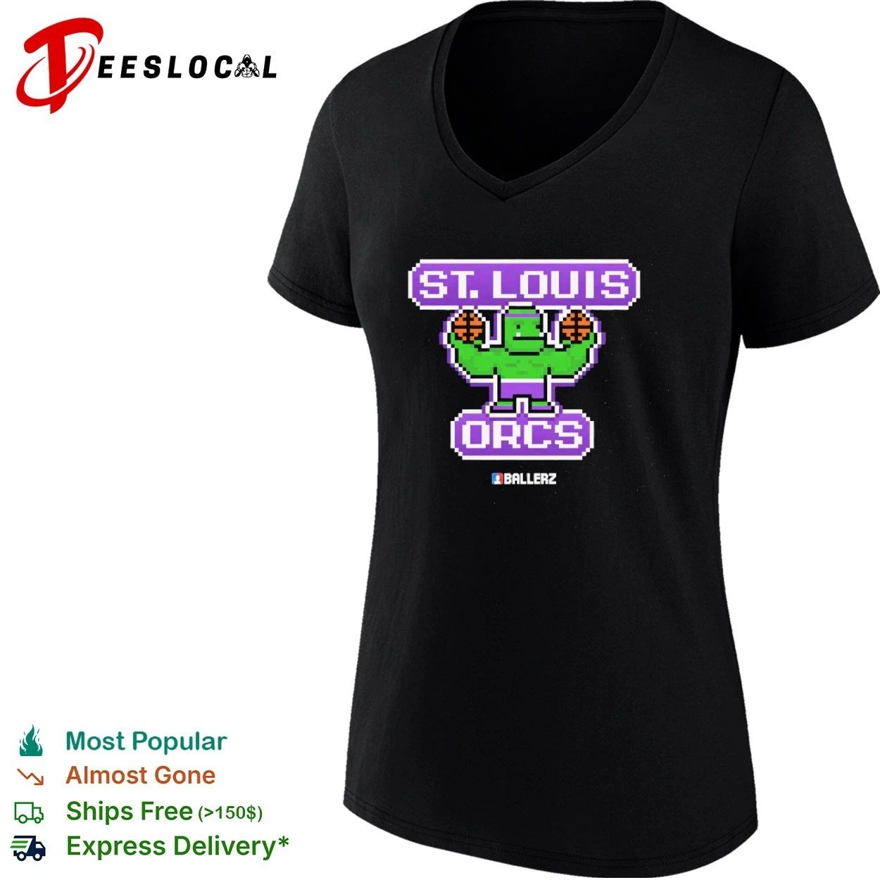 St Louis Orcs Ballerz basketball pixel art T-shirt