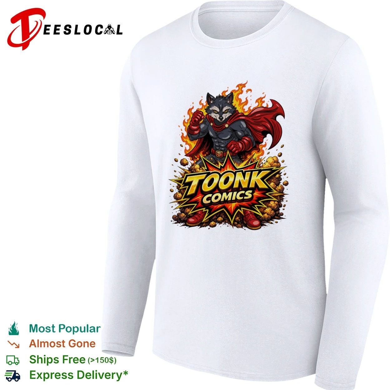 Toonk Comics Superhero Raccoon cartoon T-shirt