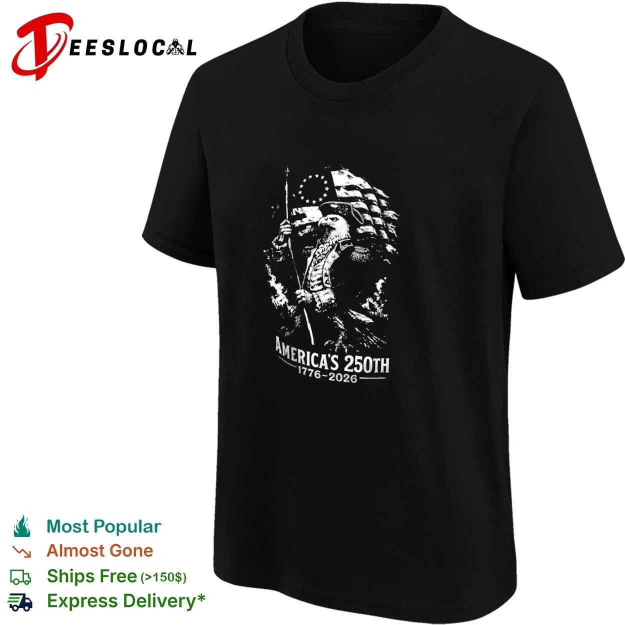 America’s 250th 1776-2026 Patriotic Eagle Flag T-shirt