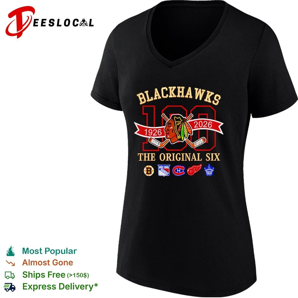 Blackhawks 100 1926 2026 The Original Six T-shirt