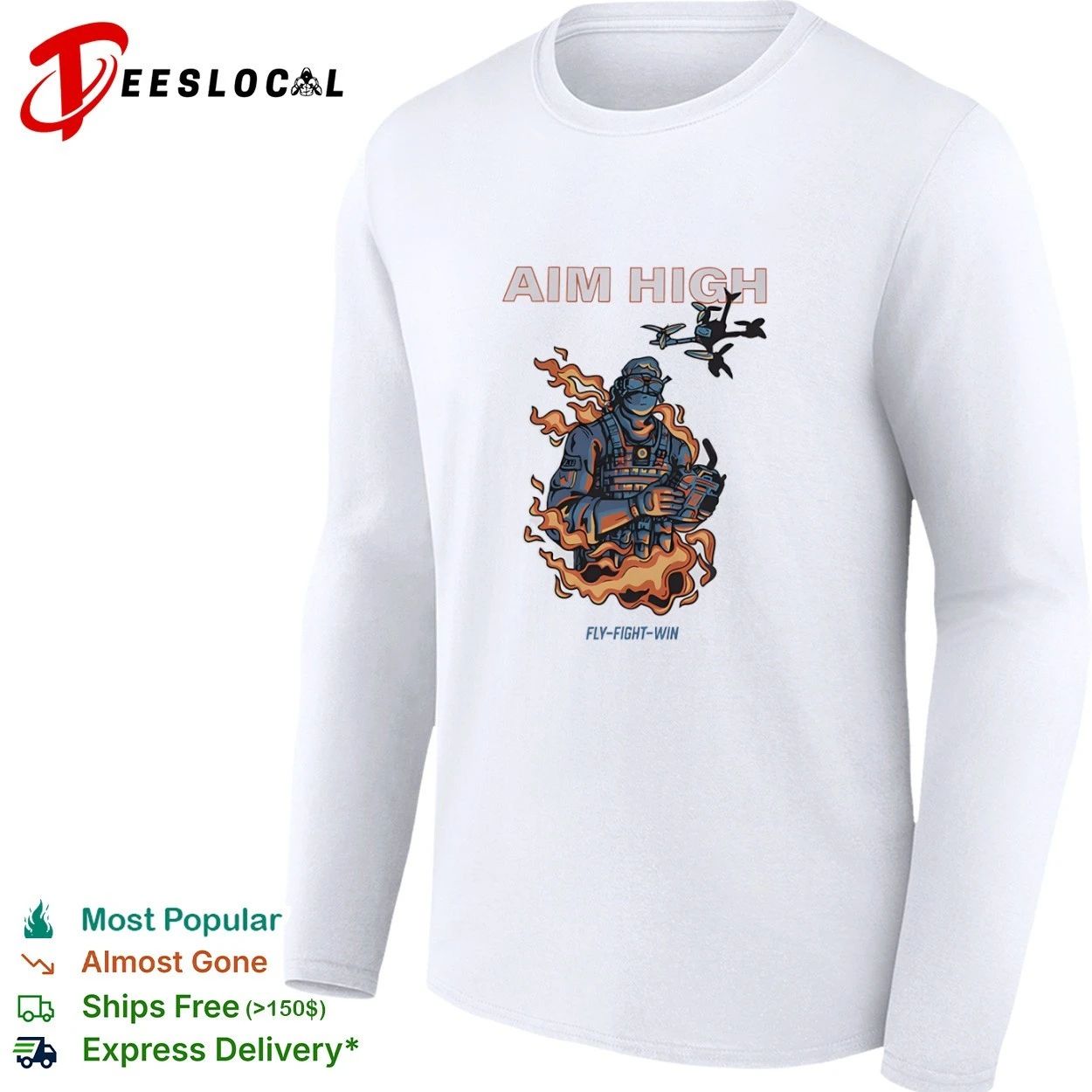 Aim High Fly-Fight-Win Drone Pilot fpv T-shirt