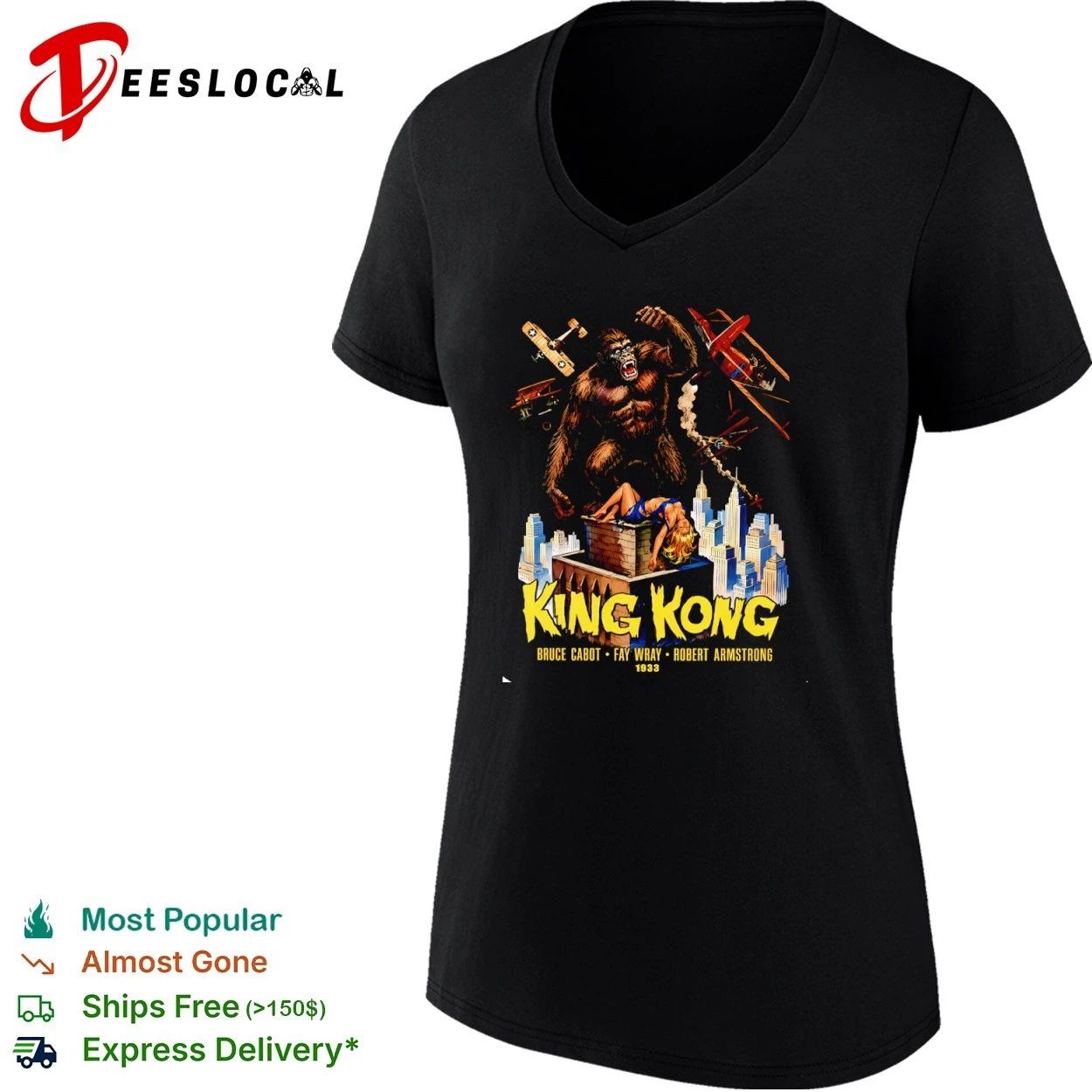 King Kong Bruce Cabot Fay Wray Robert Armstrong 1933 T-shirt