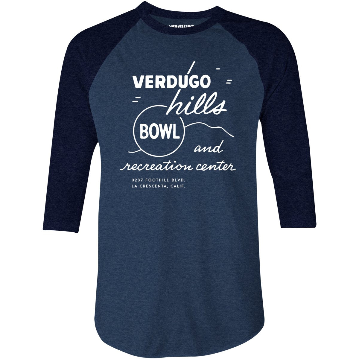 Verdugo Hills v2 - La Crescenta, CA - Vintage Bowling Alley - 3/4 Sleeve Raglan T-Shirt