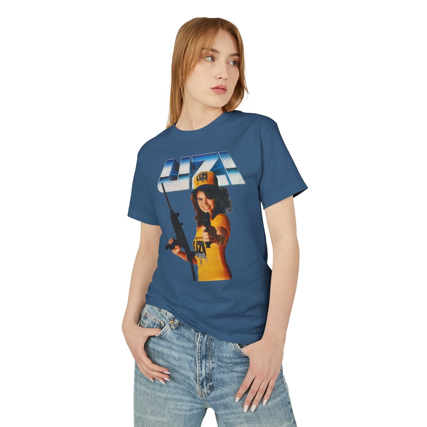 Vintage 80s Retro Gun Ad Graphic Tee.