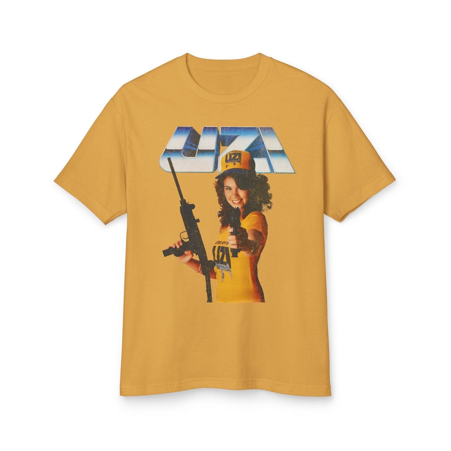 Vintage 80s Retro Gun Ad Graphic Tee.