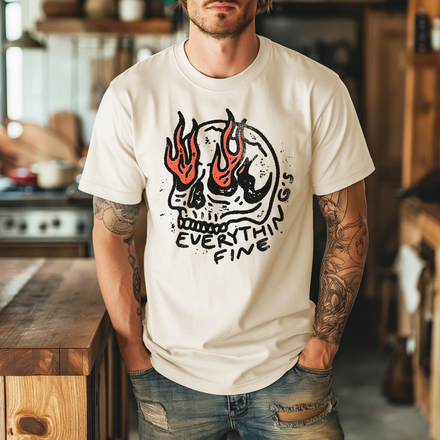 Vintage Everything's Fine Funny Retro Graphic T-shirt