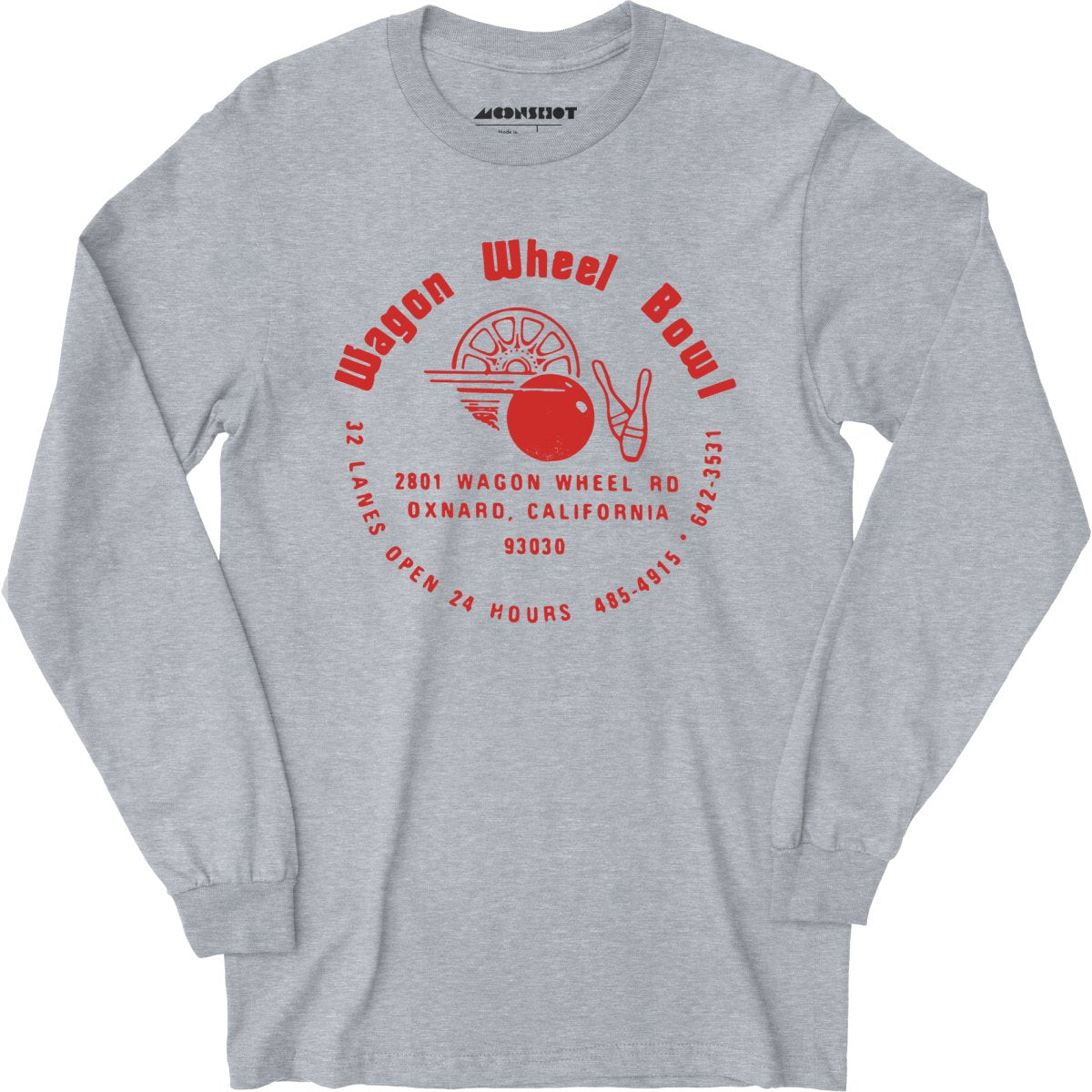 Wagon Wheel Bowl - Oxnard, CA - Vintage Bowling Alley - Long Sleeve T-Shirt