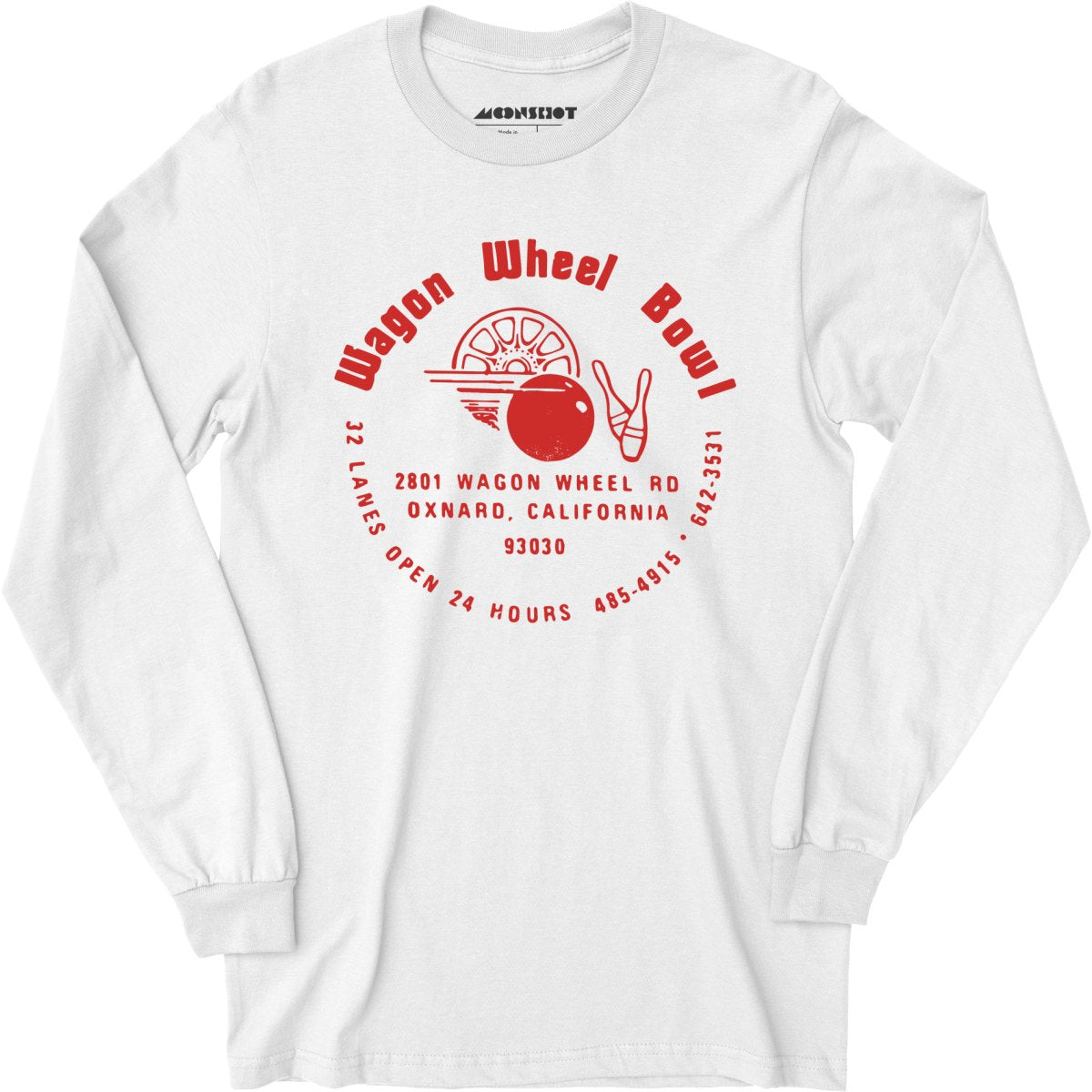 Wagon Wheel Bowl - Oxnard, CA - Vintage Bowling Alley - Long Sleeve T-Shirt