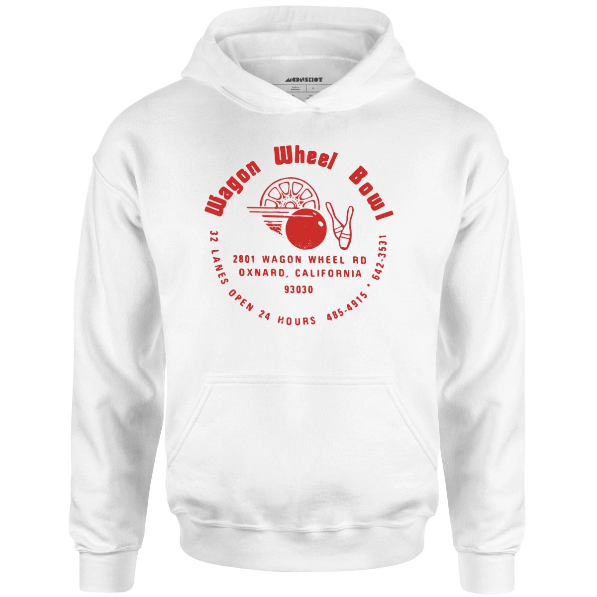 Wagon Wheel Bowl - Oxnard, CA - Vintage Bowling Alley - Unisex Hoodie