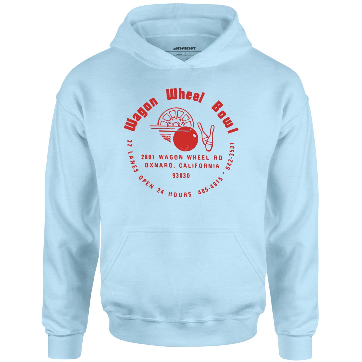 Wagon Wheel Bowl - Oxnard, CA - Vintage Bowling Alley - Unisex Hoodie