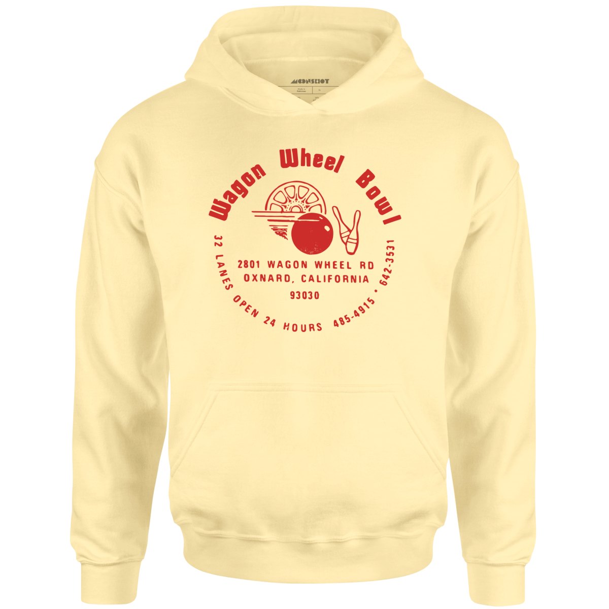 Wagon Wheel Bowl - Oxnard, CA - Vintage Bowling Alley - Unisex Hoodie