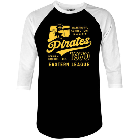 Waterbury Pirates - Connecticut - Vintage Defunct Baseball Teams - 3/4 Sleeve Raglan T-Shirt