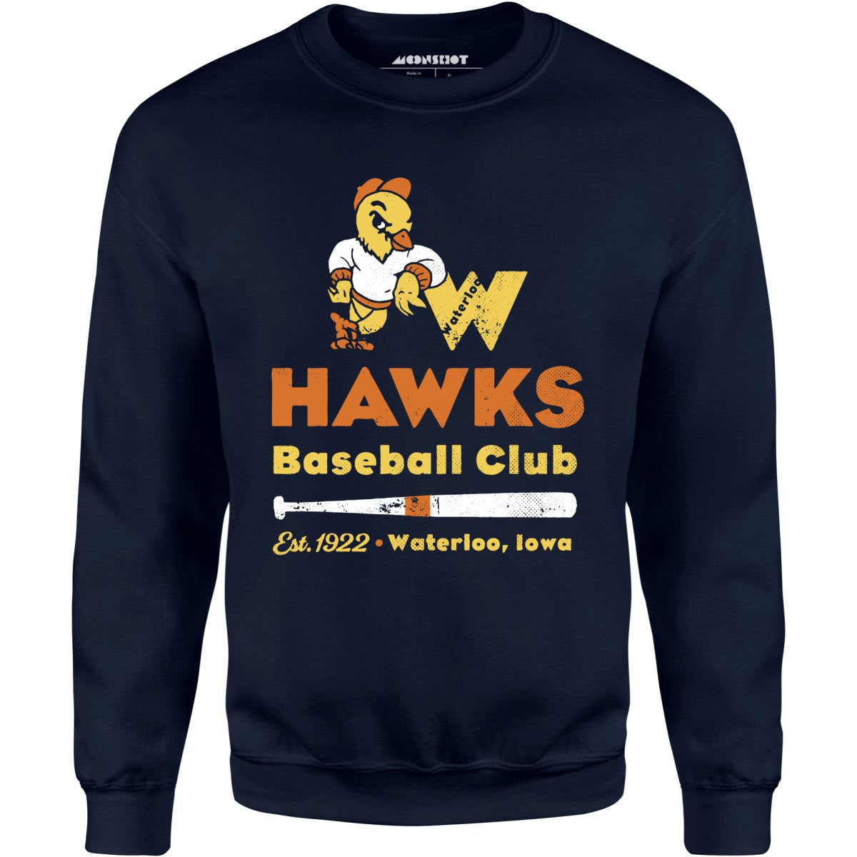 Waterloo Hawks - Iowa - Vintage Defunct Baseball Teams - Unisex Sweatshirt