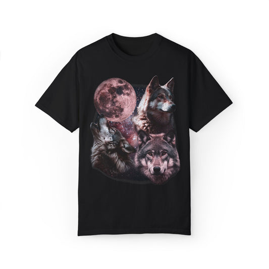 Retro Wolves and The Moon Vintage Graphic Tee.