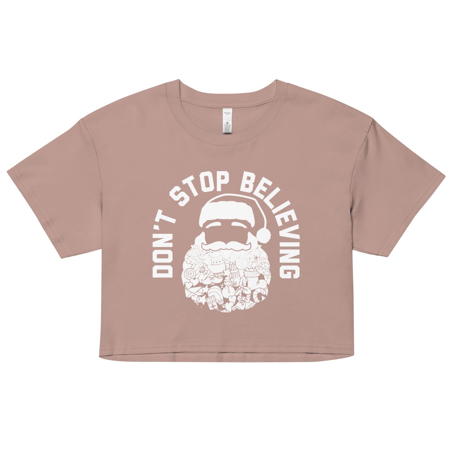 Don't Stop Believing Santa Women's Crop Tee