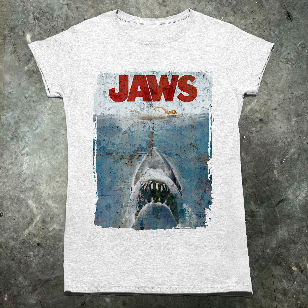 Jaws Distressed Movie Poster Womens T Shirt