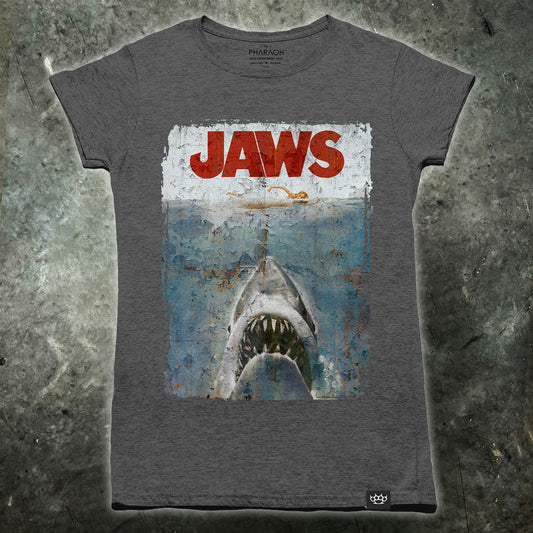 Jaws Distressed Movie Poster Womens T Shirt