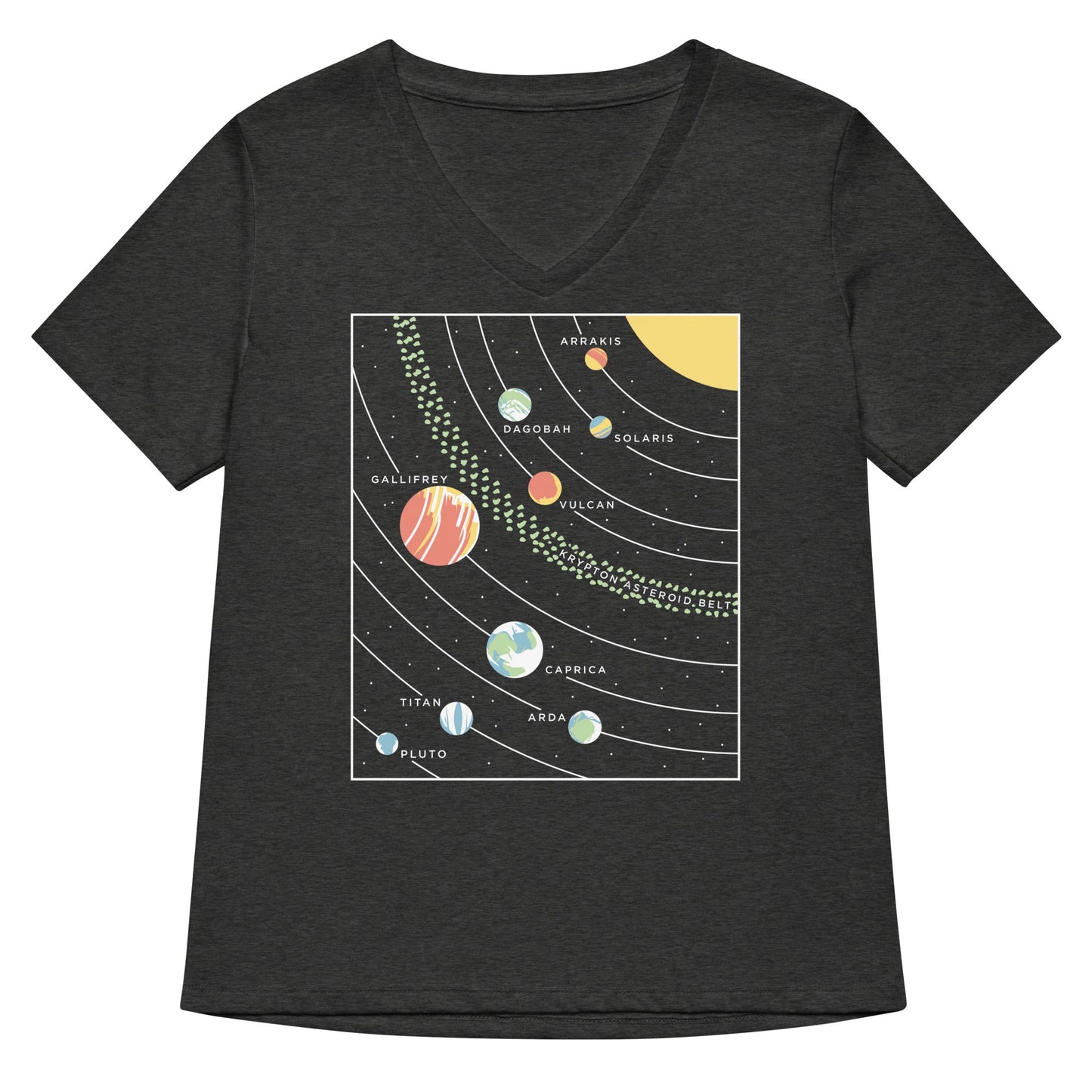 9 Planets Women's V-Neck Tee