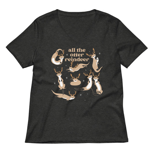 All The Otter Reindeer Women's V-Neck Tee