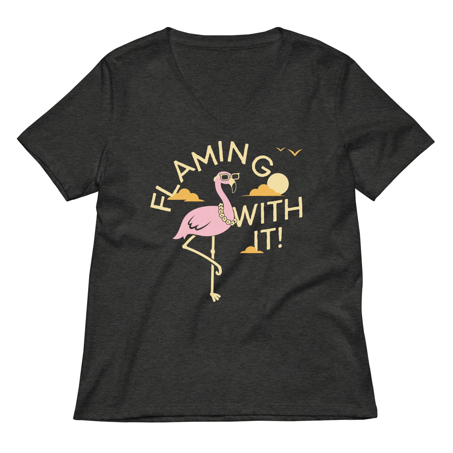 Flamingo With It Women's V-Neck Tee