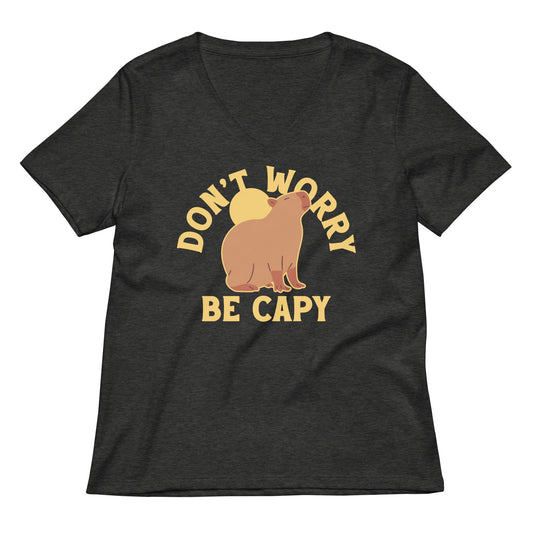 Don't Worry Be Capy Women's V-Neck Tee