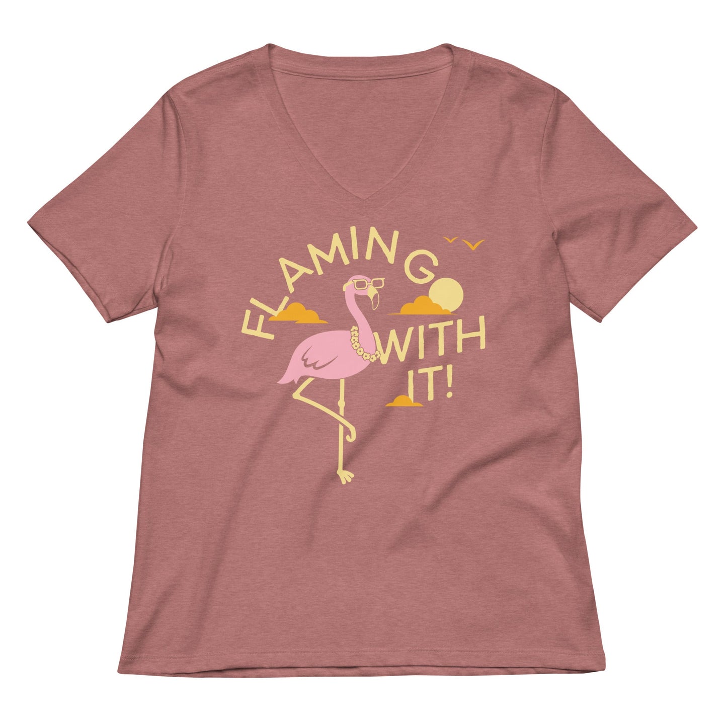 Flamingo With It Women's V-Neck Tee