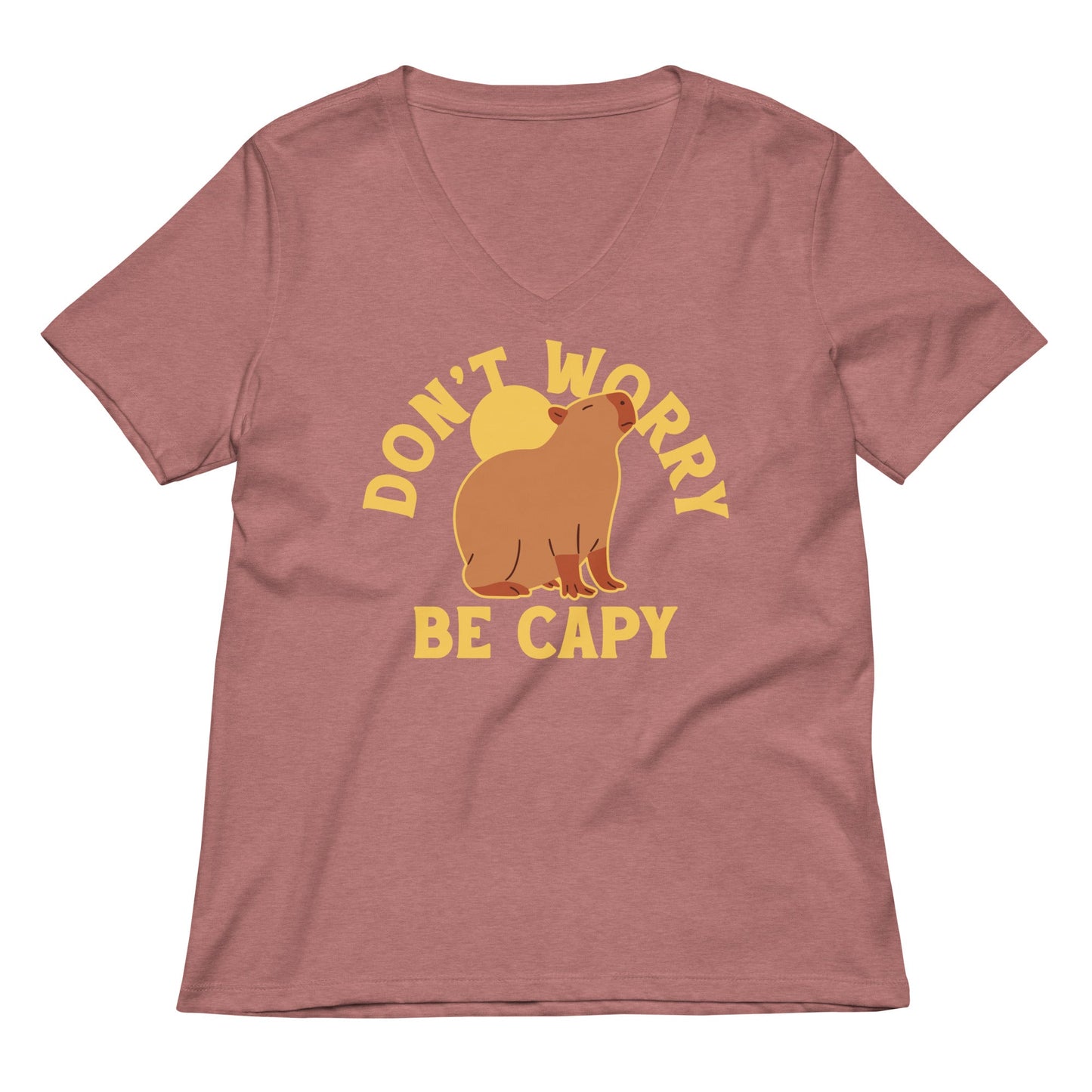 Don't Worry Be Capy Women's V-Neck Tee