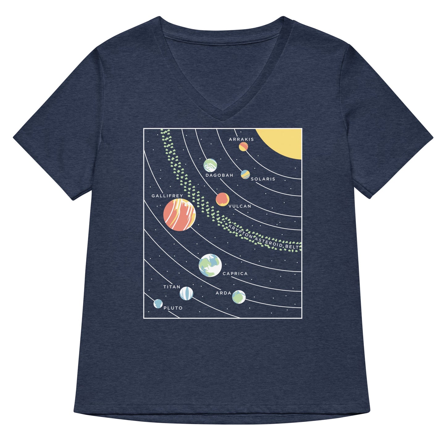 9 Planets Women's V-Neck Tee