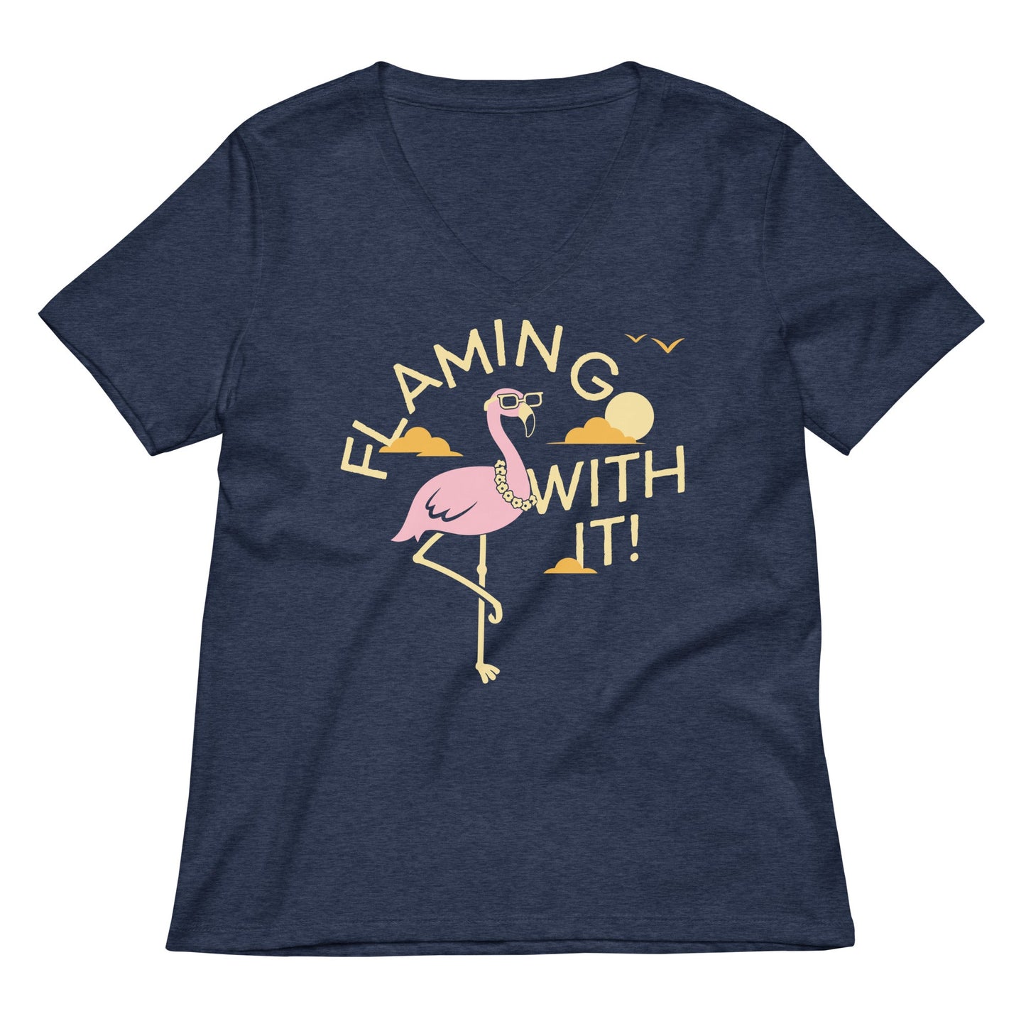 Flamingo With It Women's V-Neck Tee