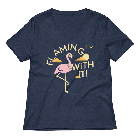 Flamingo With It Women's V-Neck Tee