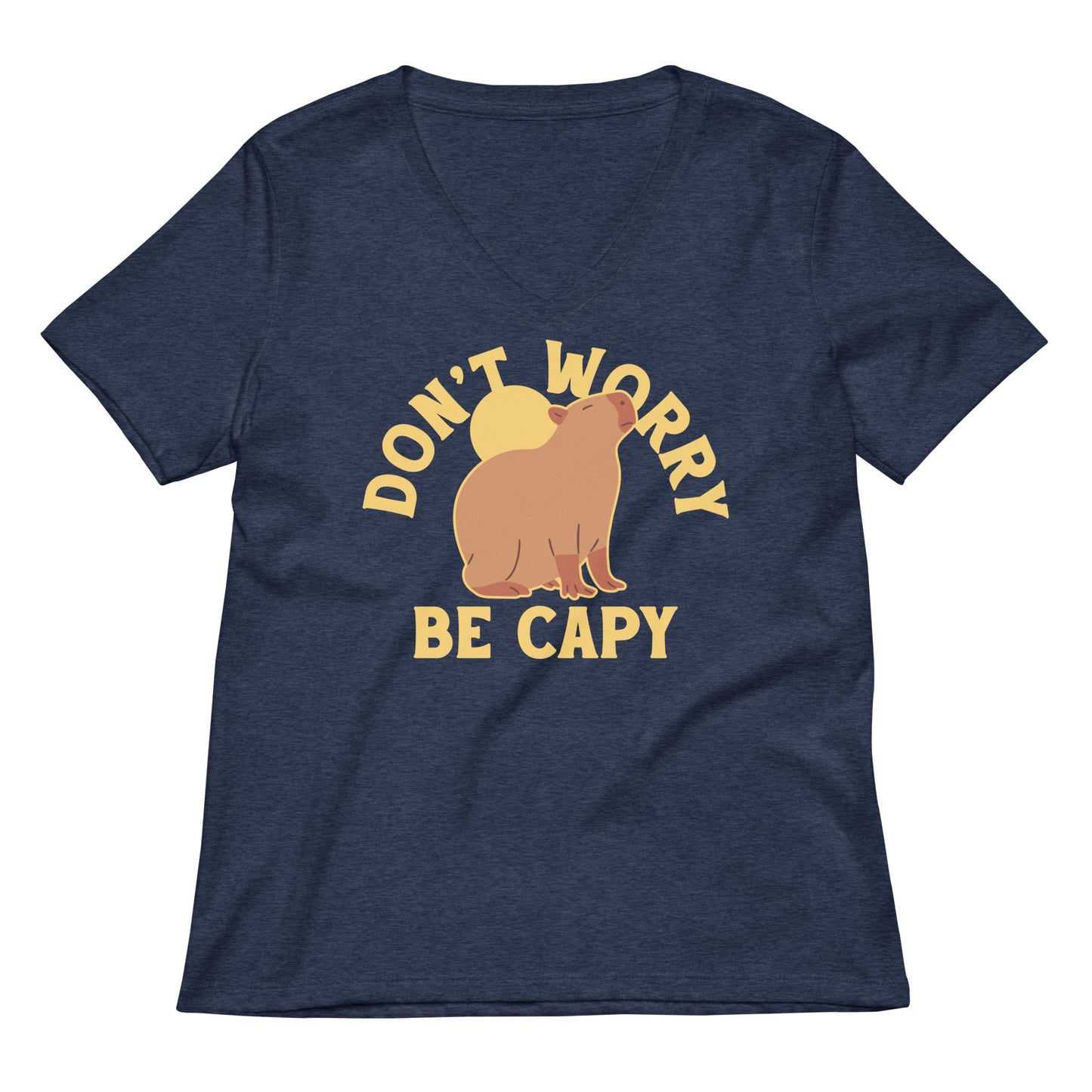 Don't Worry Be Capy Women's V-Neck Tee